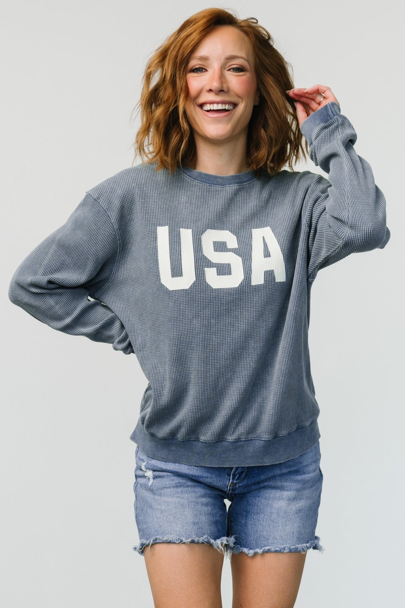 USA Sweater Top | Slate Blue - Baltic Born