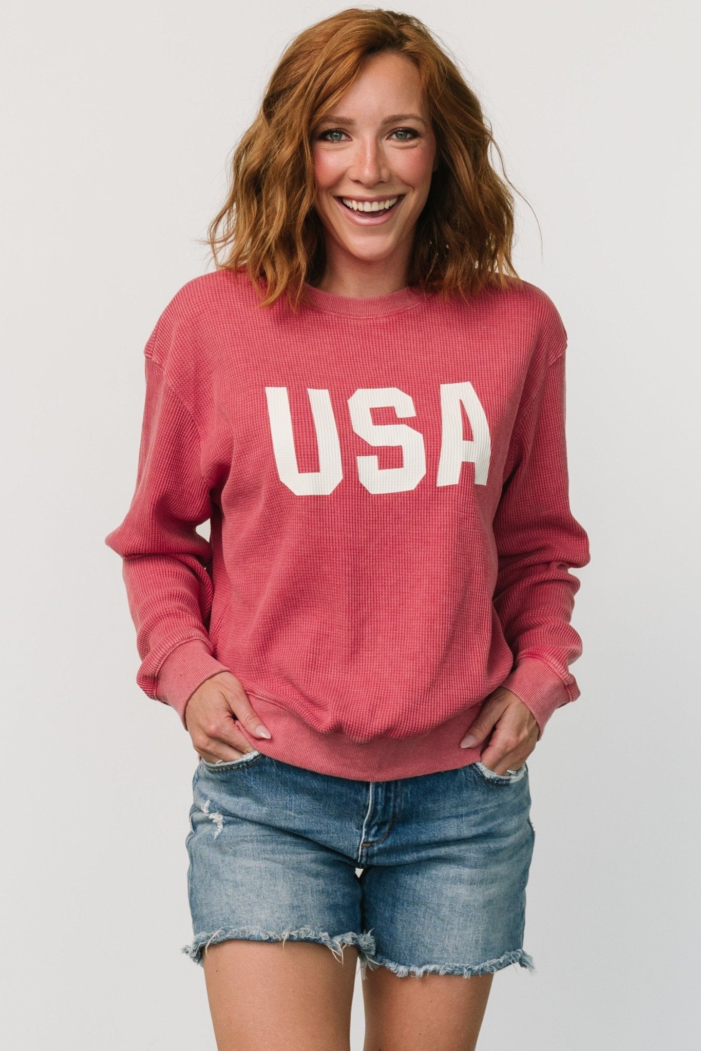 USA Sweater Top | Washed Red - Baltic Born