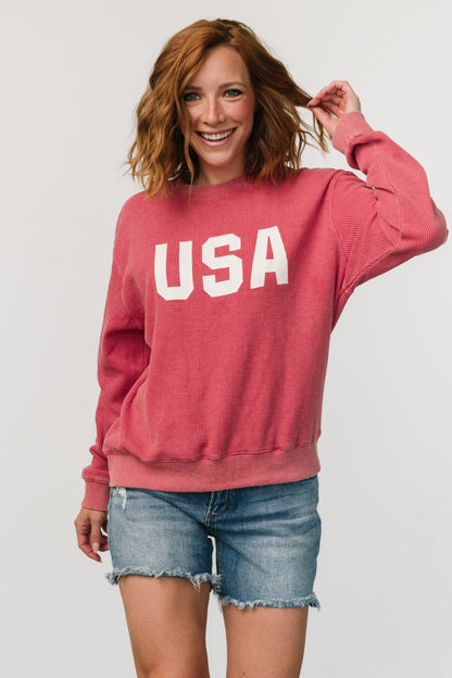 USA Sweater Top | Washed Red - Baltic Born