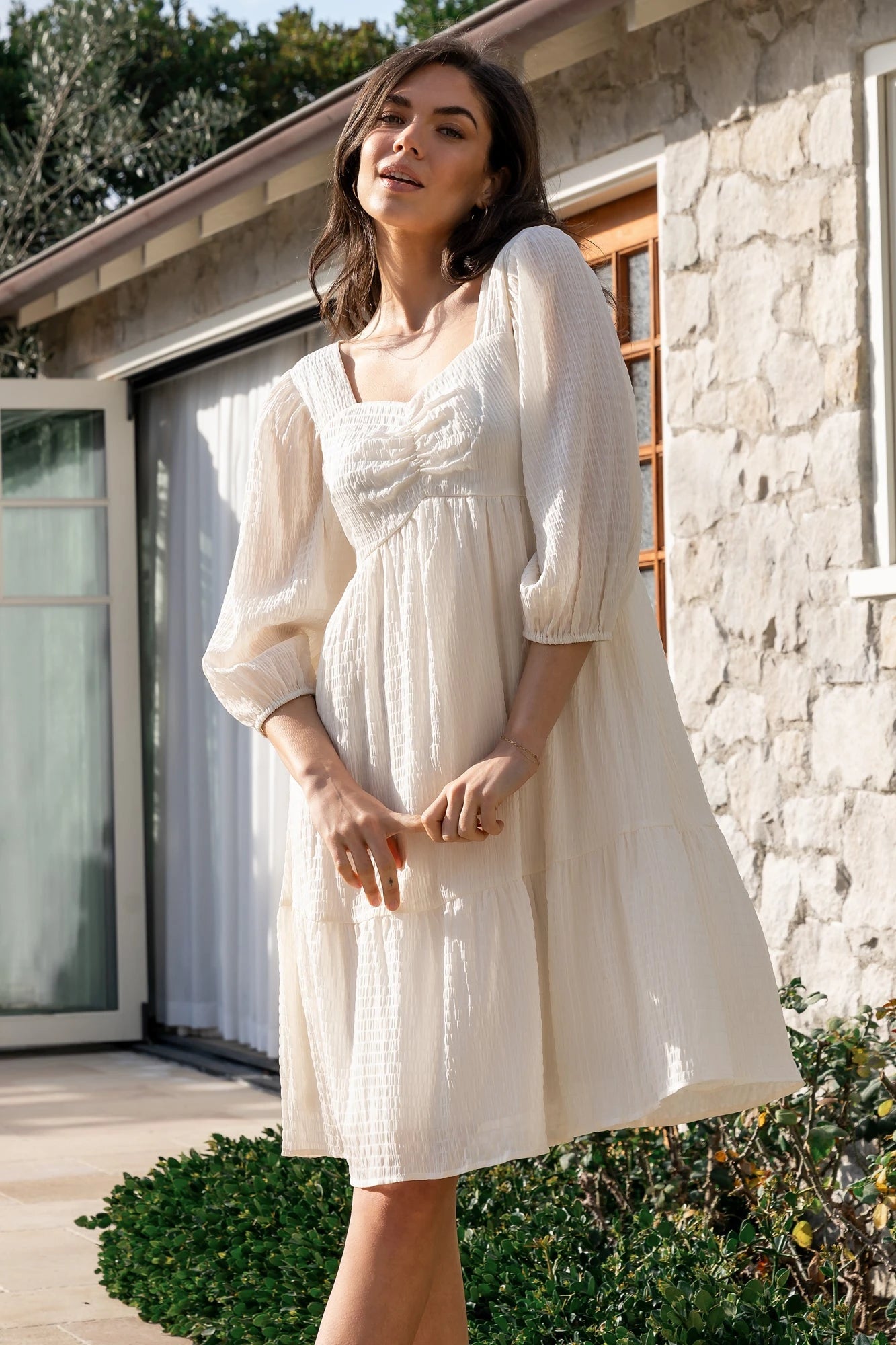 Baltic Born Womens Vaeda Midi Dress | Cream
