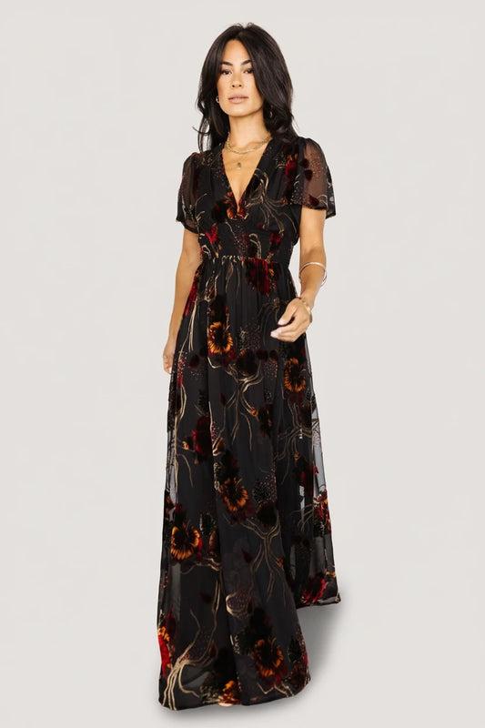 Valen Maxi Dress | Black Multi