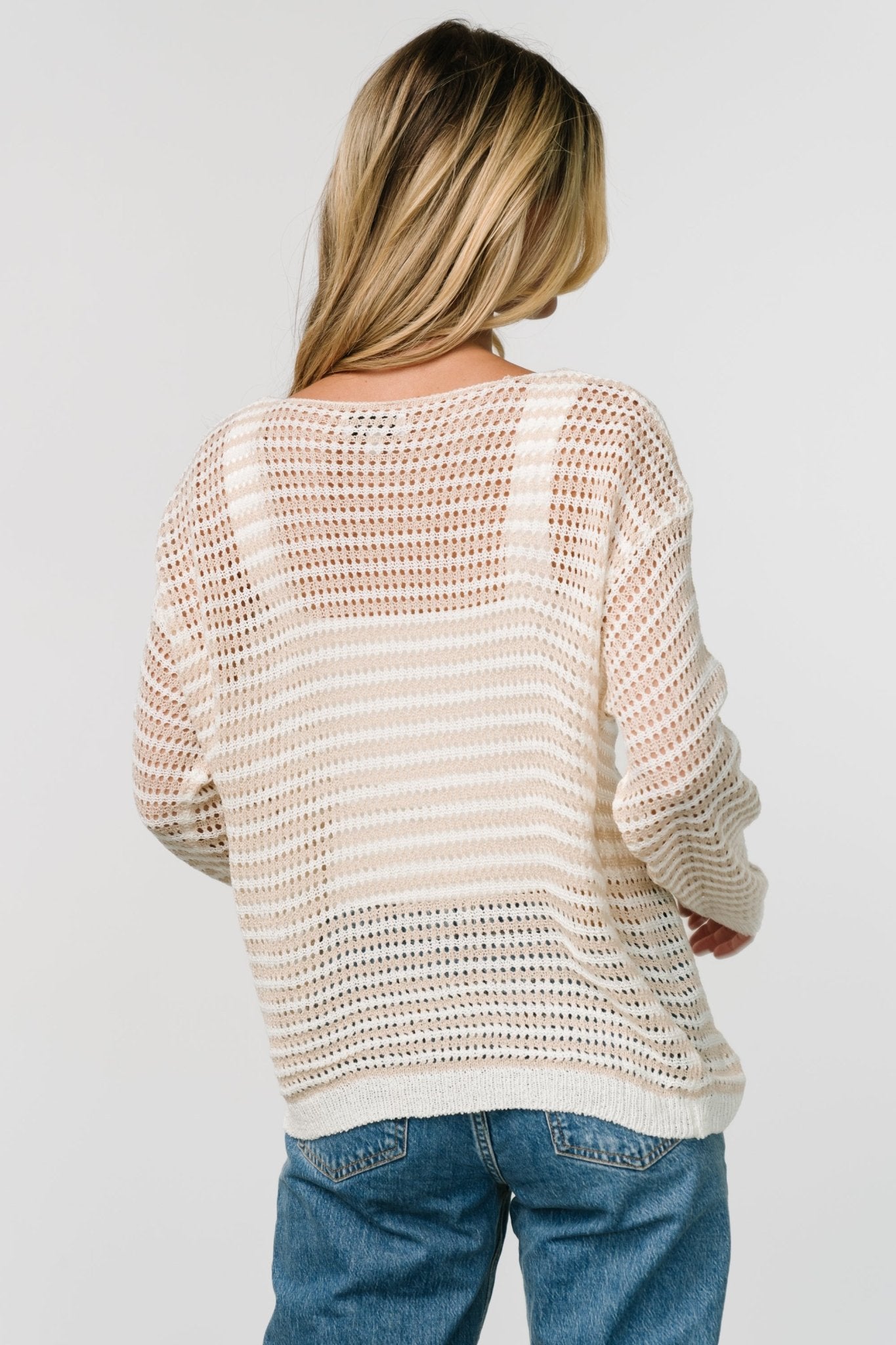 Valissa Open Knit Top | White + Sand - Baltic Born