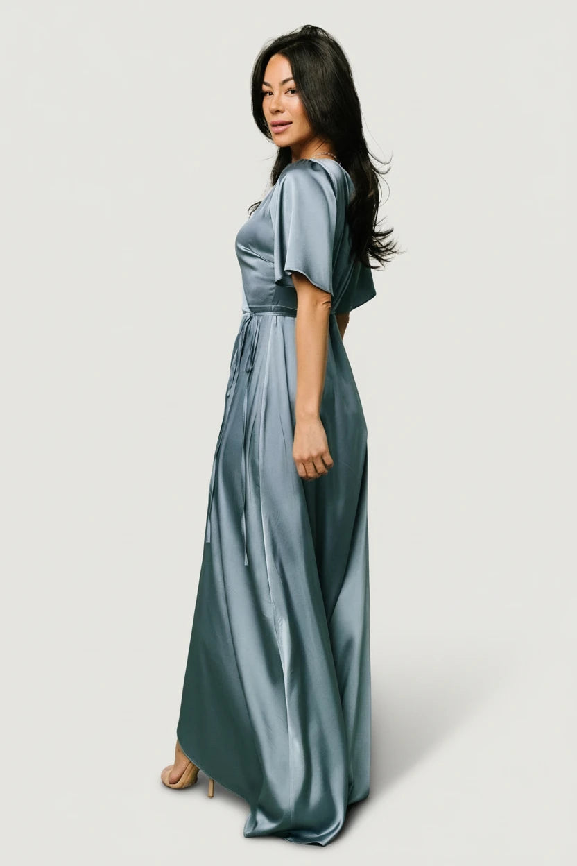 dress satin blue Lace Maxi self-portrait Blue Satin High Neck Maxi DressHow to style FITTED RUCHED SATIN DRESS CD7494