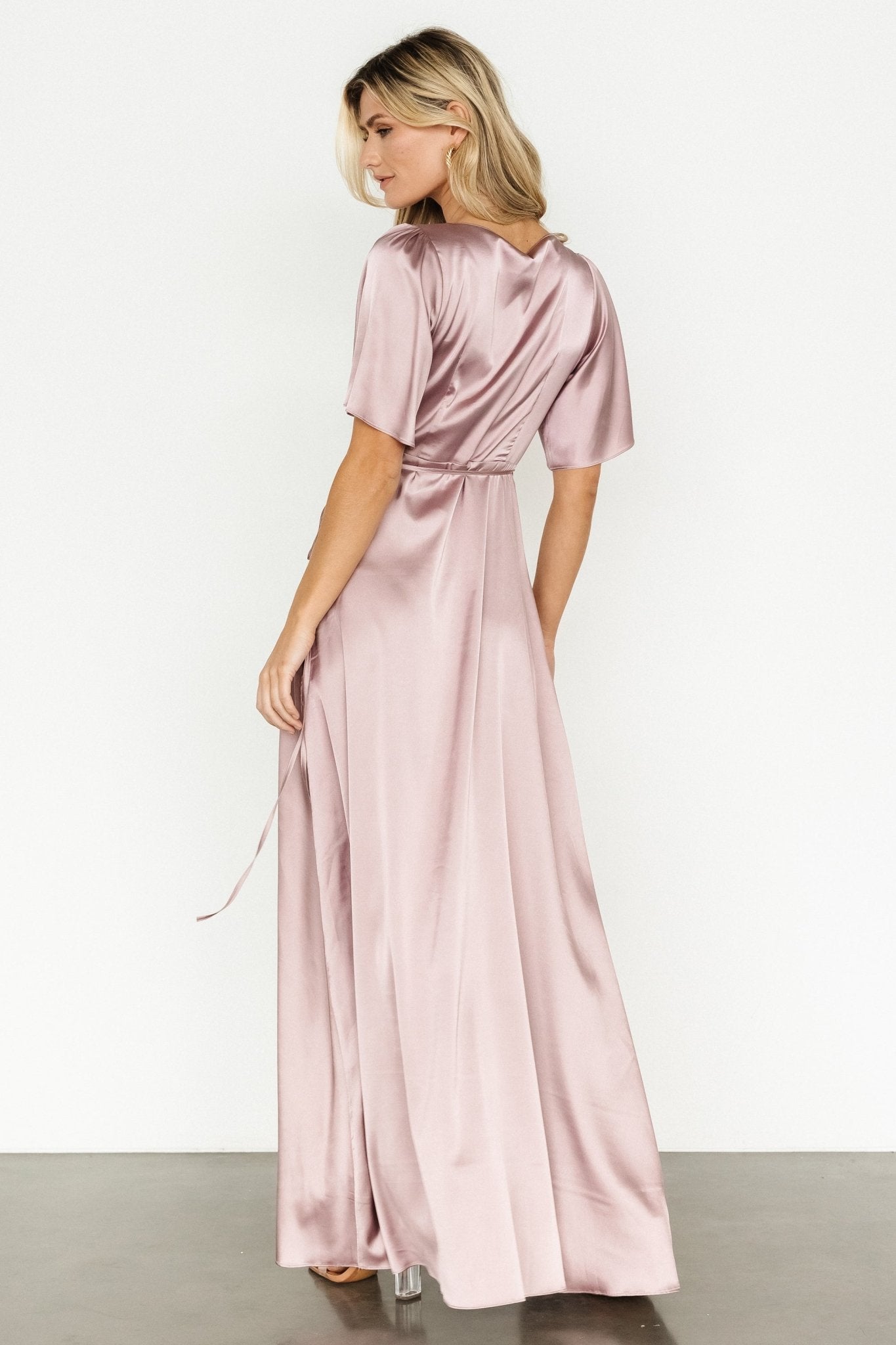 Vara Satin Maxi Wrap Dress | Lilac - Baltic Born