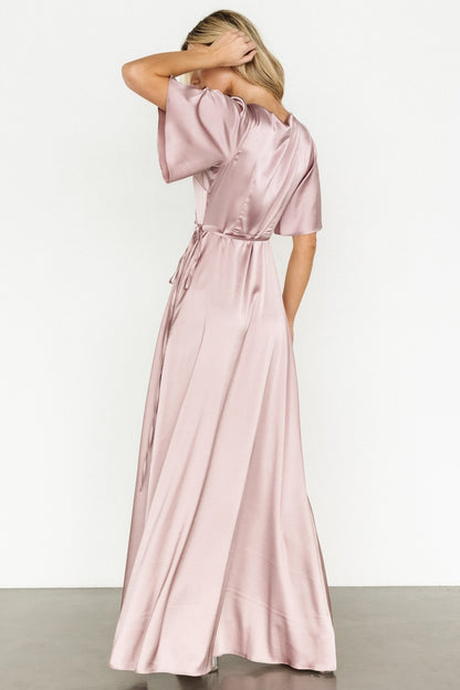 Vara Satin Maxi Wrap Dress | Lilac - Baltic Born