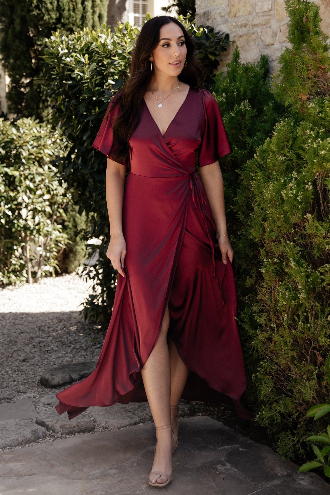 Vara Satin Maxi Wrap Dress | Mulberry - Baltic Born