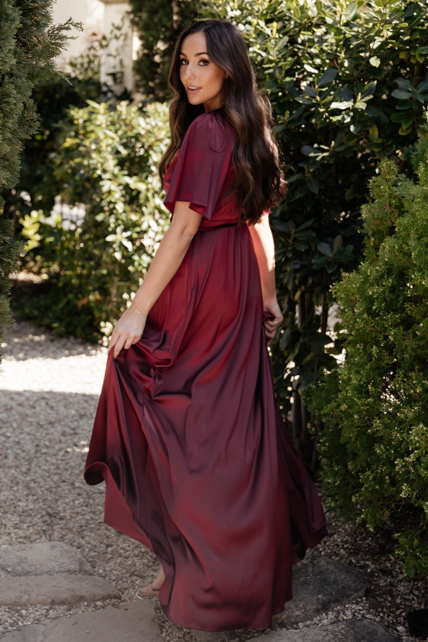 Baltic Born Womens Vara Satin Maxi Wrap Dress | Mulberry | Size: 1XL Baltic Born Womens Vara Satin Maxi Wrap Dress | Mulberry | Size: 1XL