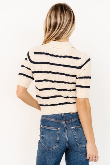 Ventura Knit Top | Cream + Navy Stripe - Baltic Born