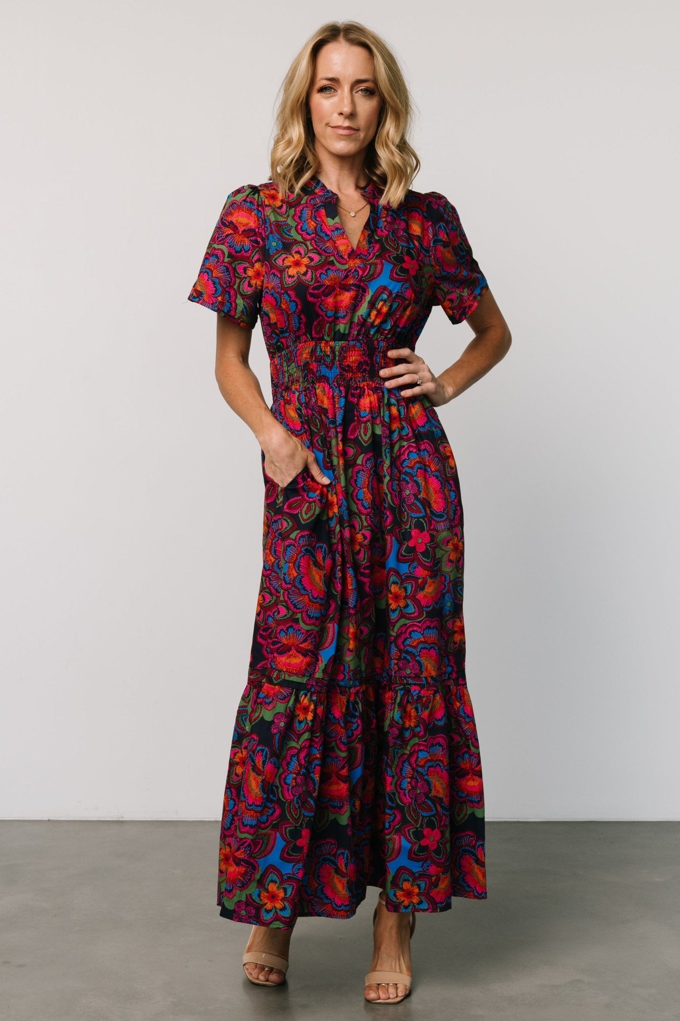 Vera Maxi Dress | Midnight Fuchsia Print - Baltic Born