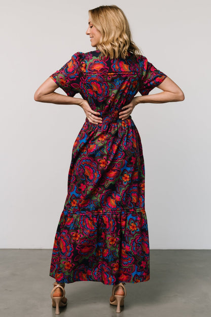 Vera Maxi Dress | Midnight Fuchsia Print - Baltic Born