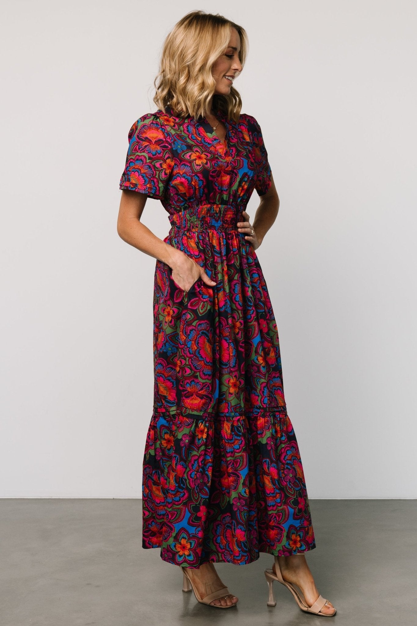 Vera Maxi Dress | Midnight Fuchsia Print - Baltic Born