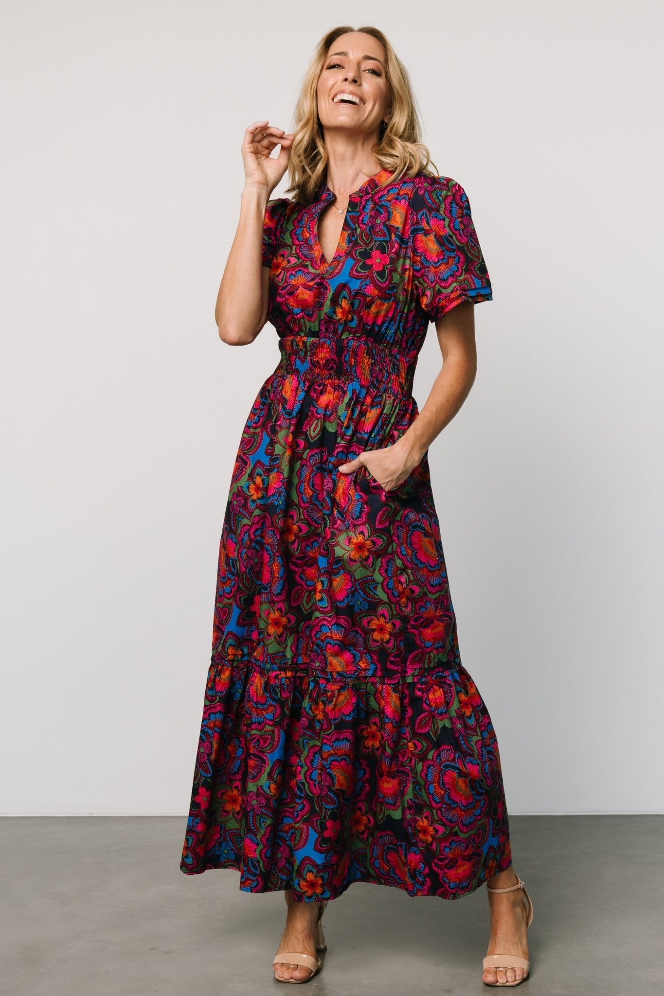 Vera Maxi Dress | Midnight Fuchsia Print - Baltic Born