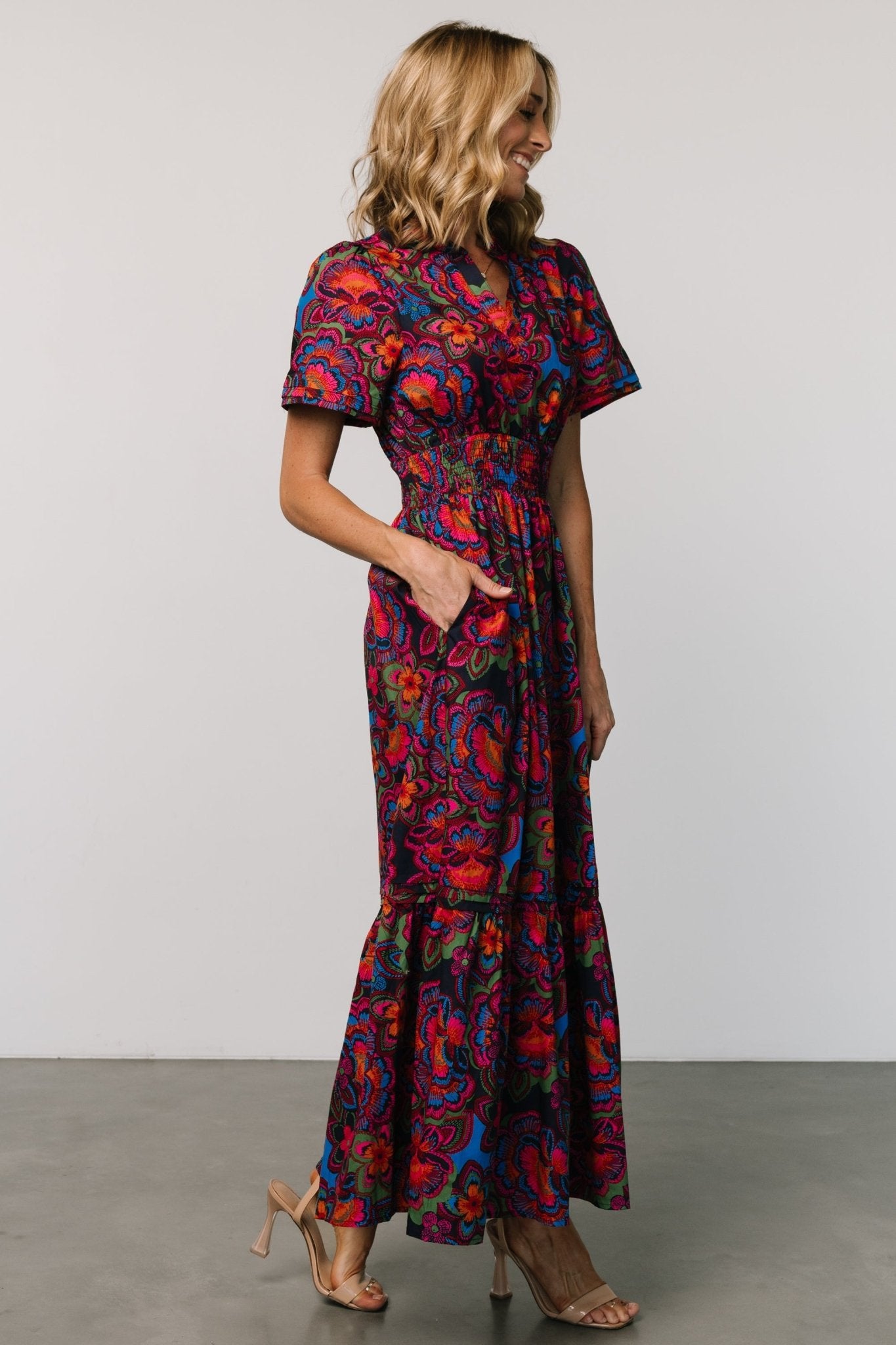 Vera Maxi Dress | Midnight Fuchsia Print - Baltic Born