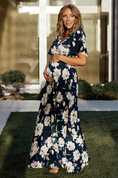 Verona Smocked Maxi Dress | Navy + White Floral - Baltic Born