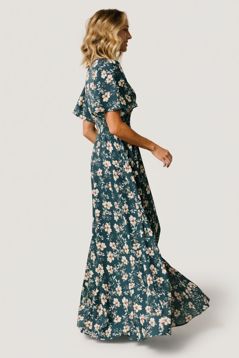 Verona Smocked Maxi Dress | Slate Floral Verona Smocked Maxi Dress | Slate Floral