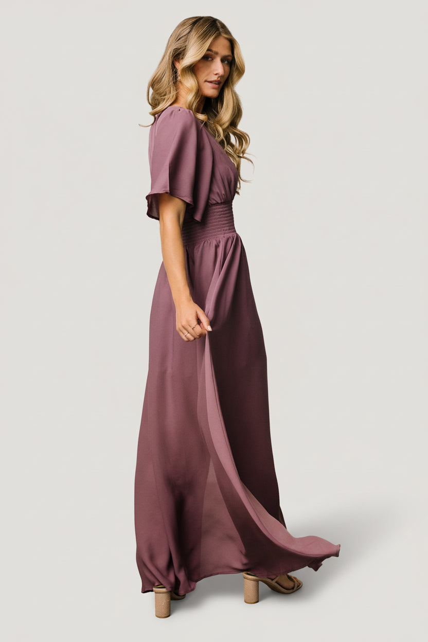 Baltic Born Womens Verona Smocked Maxi Dress | Vintage Plum | Size: XS Baltic Born Womens Verona Smocked Maxi Dress | Vintage Plum | Size: XS