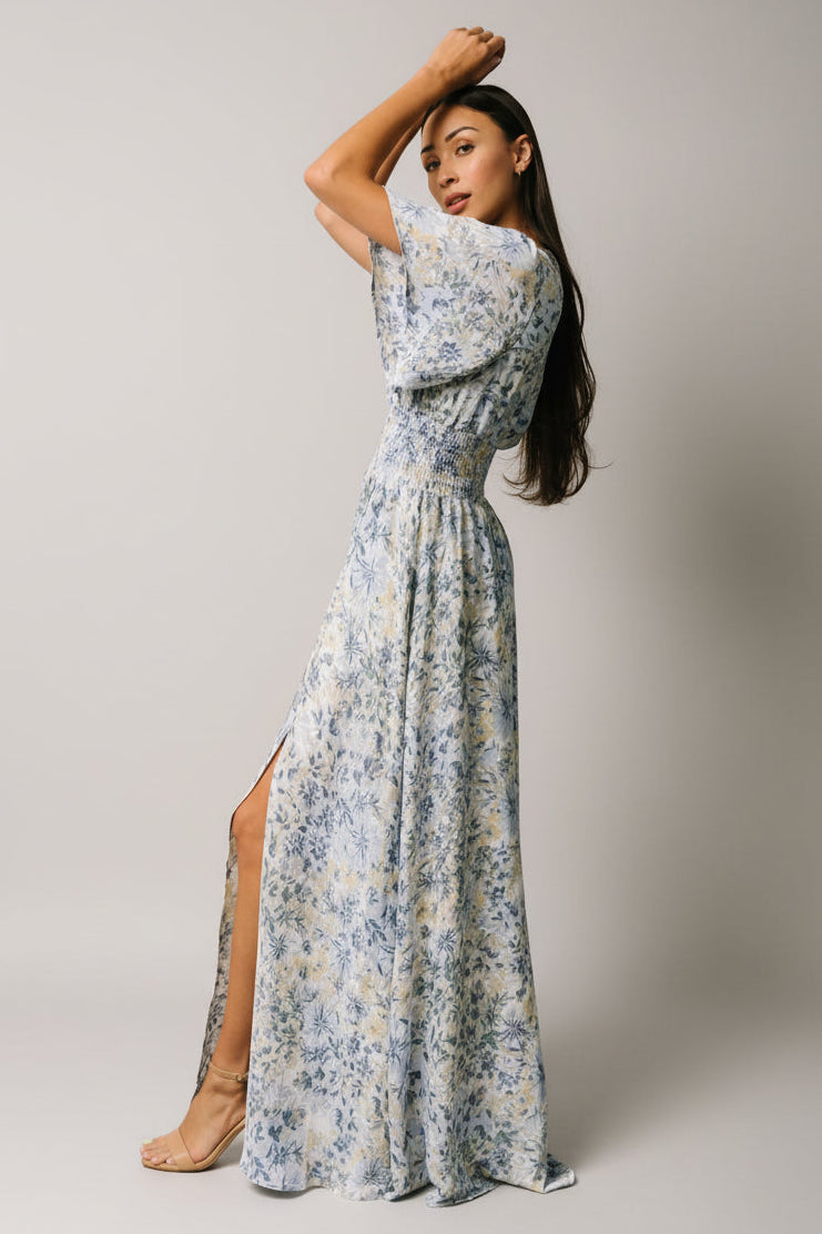 Verona Smocked Maxi White & Blue Print | Baltic Born XXXL Verona Smocked Maxi White & Blue Print | Baltic Born XXXL