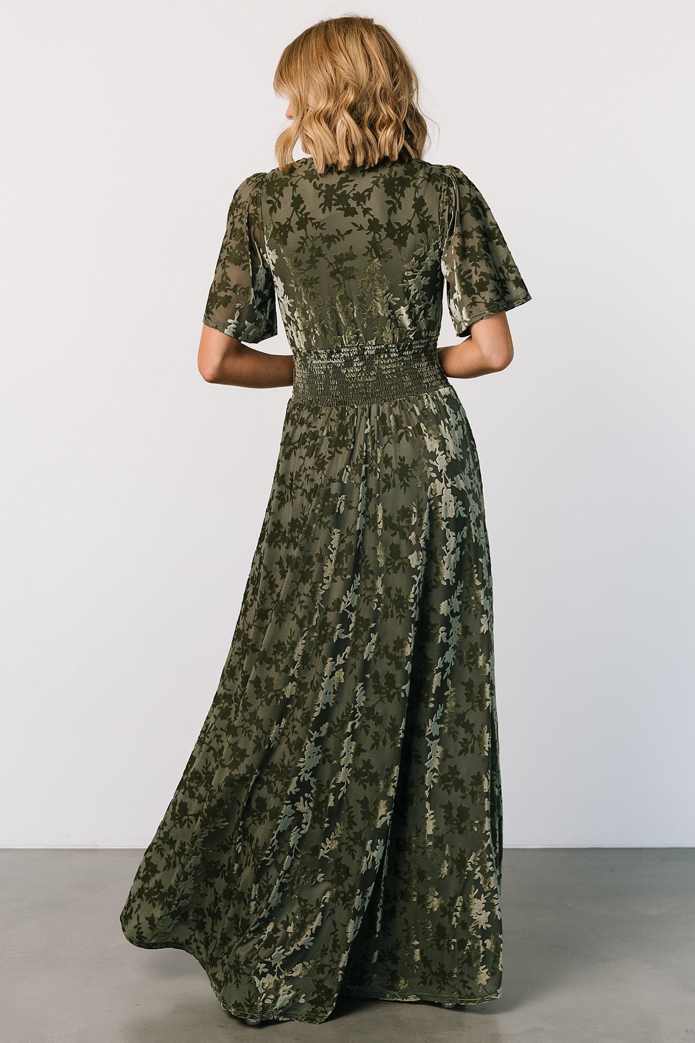 Veronica Velvet Maxi Dress | Dark Sage - Baltic Born