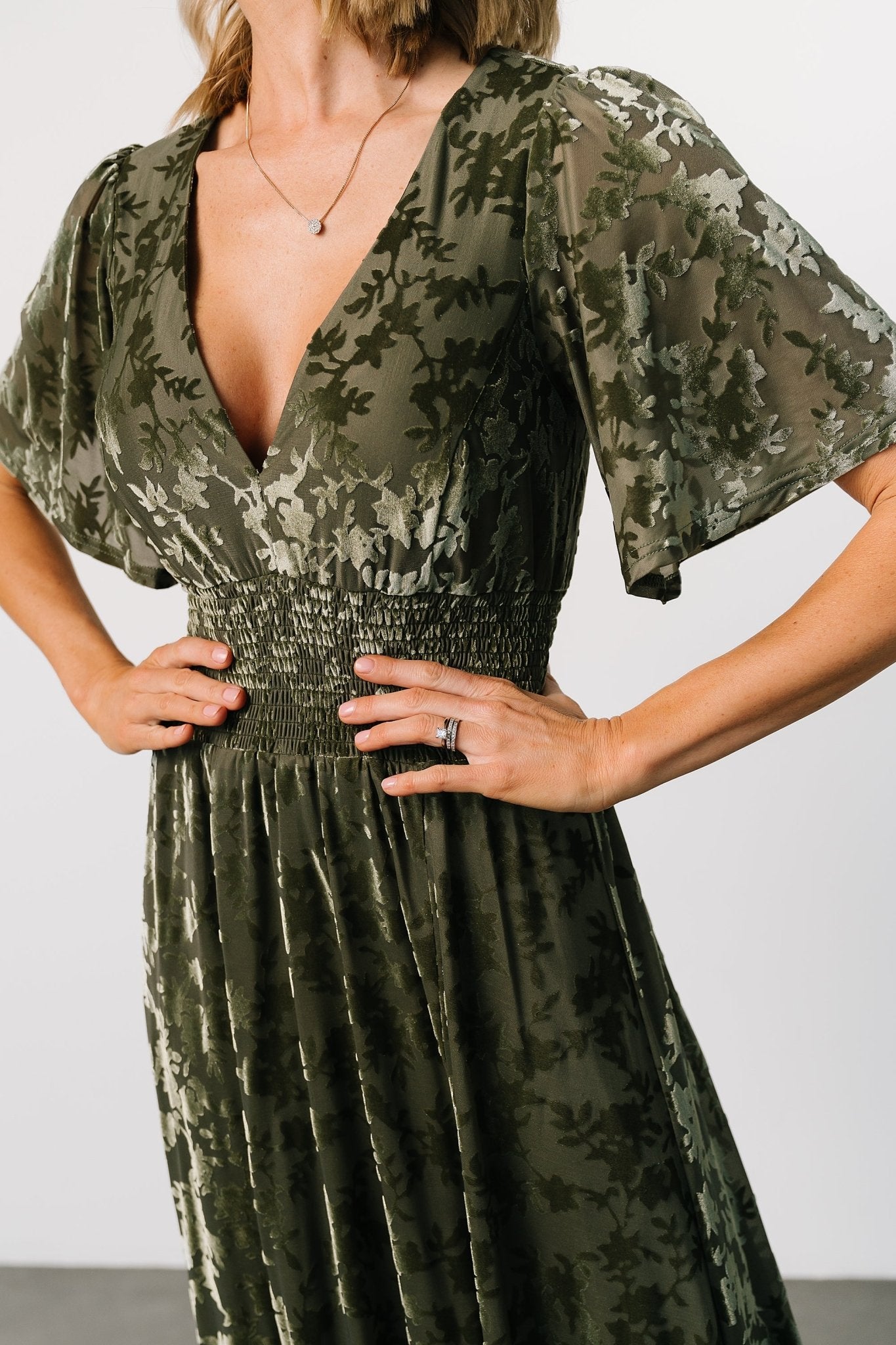 Veronica Velvet Maxi Dress | Dark Sage - Baltic Born