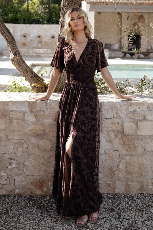 Veronica Velvet Maxi Dress | Espresso - Baltic Born