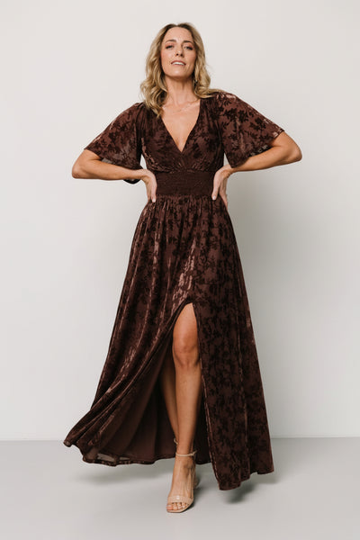 Veronica Velvet Maxi Dress — Espresso Velvet