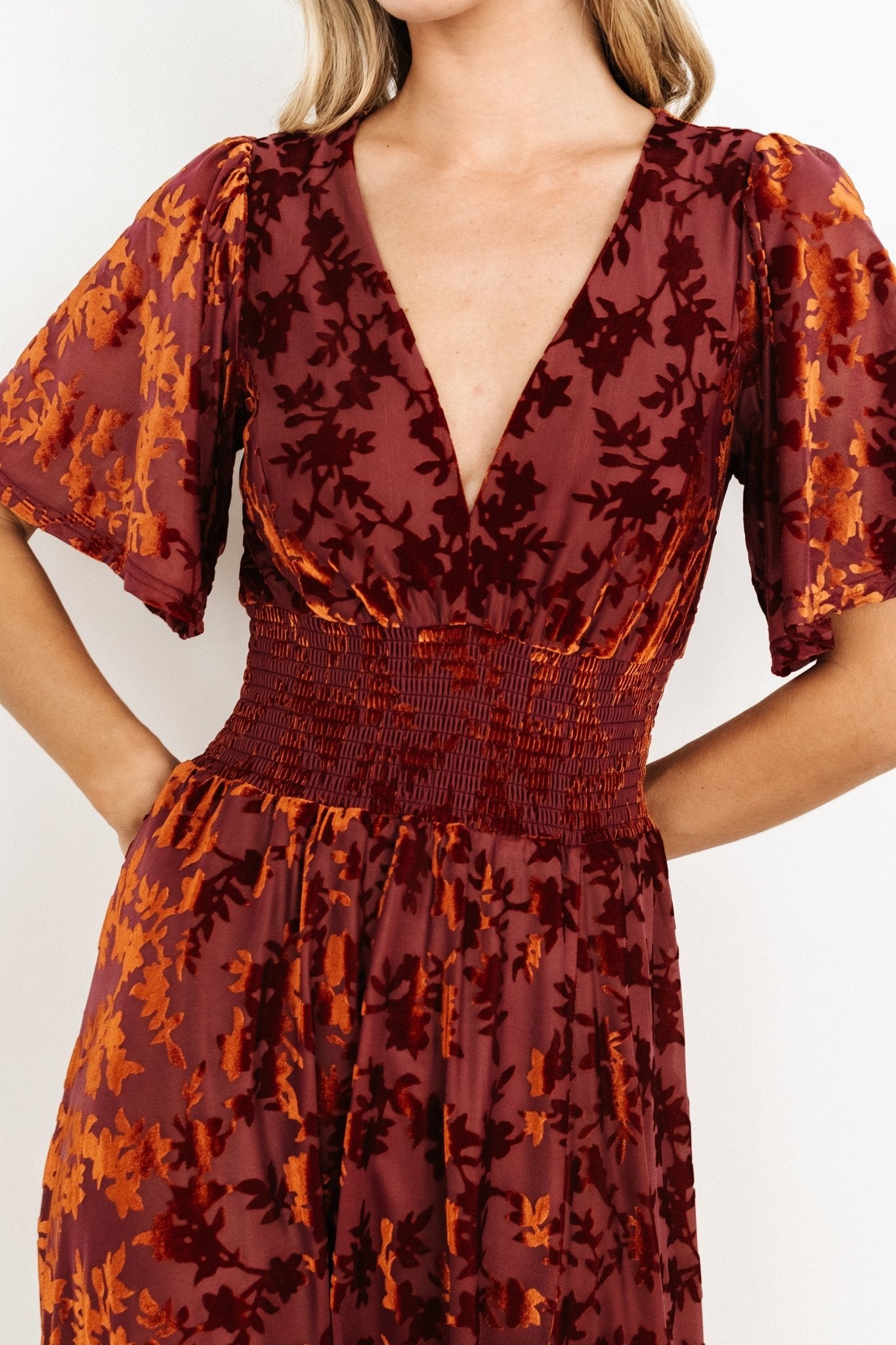 Veronica Velvet Maxi Dress | Rust - Baltic Born