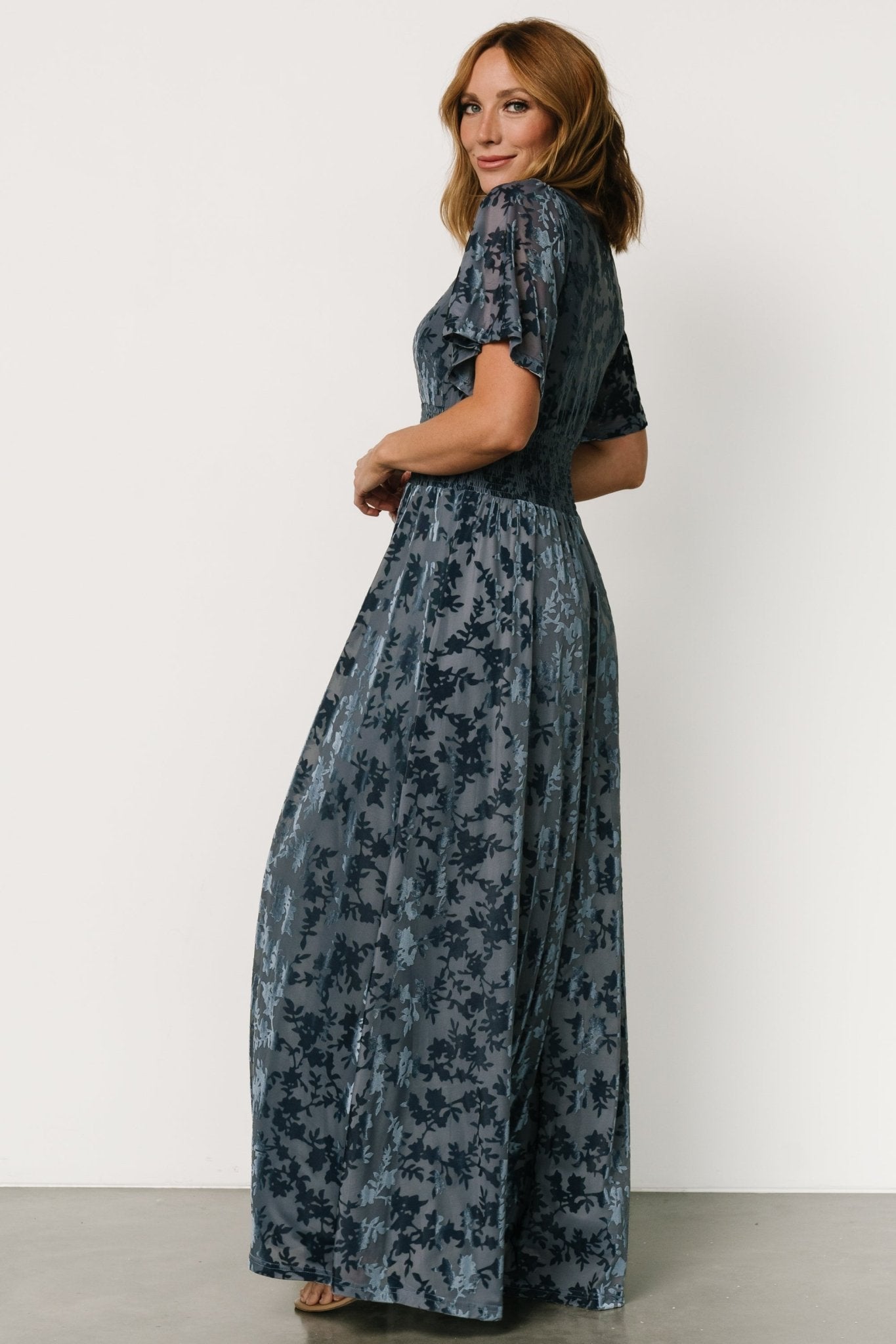 Veronica Velvet Maxi Dress | Whisper Blue - Baltic Born