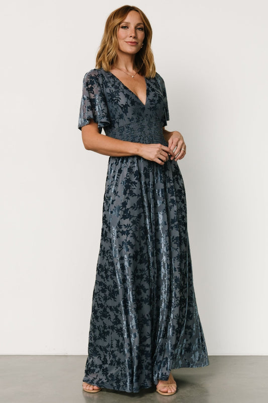 Veronica Velvet Maxi Dress | Whisper Blue - Baltic Born