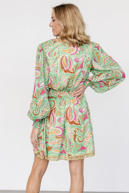 Vesta Short Dress | Green Print - Baltic Born