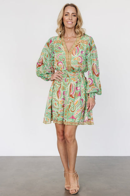 Vesta Short Dress | Green Print - Baltic Born