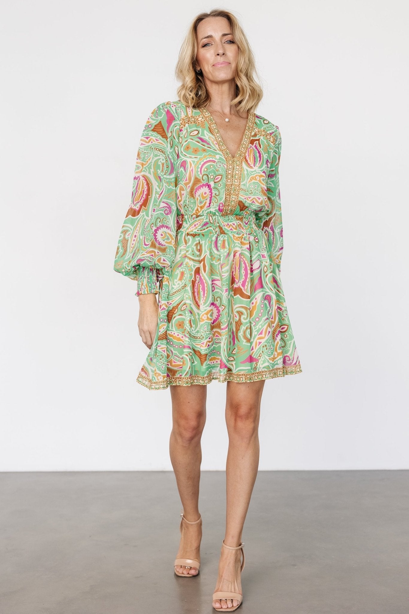 Vesta Short Dress | Green Print - Baltic Born