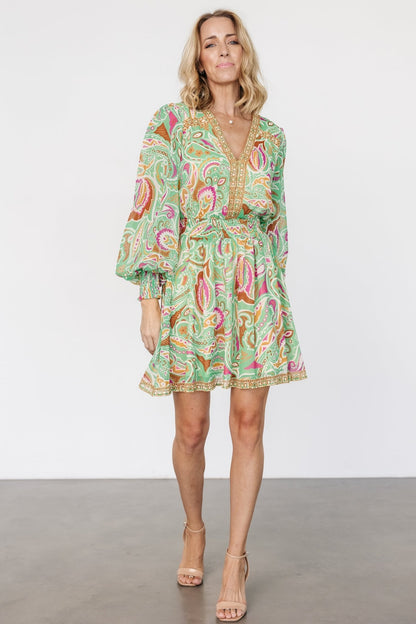 Vesta Short Dress | Green Print - Baltic Born