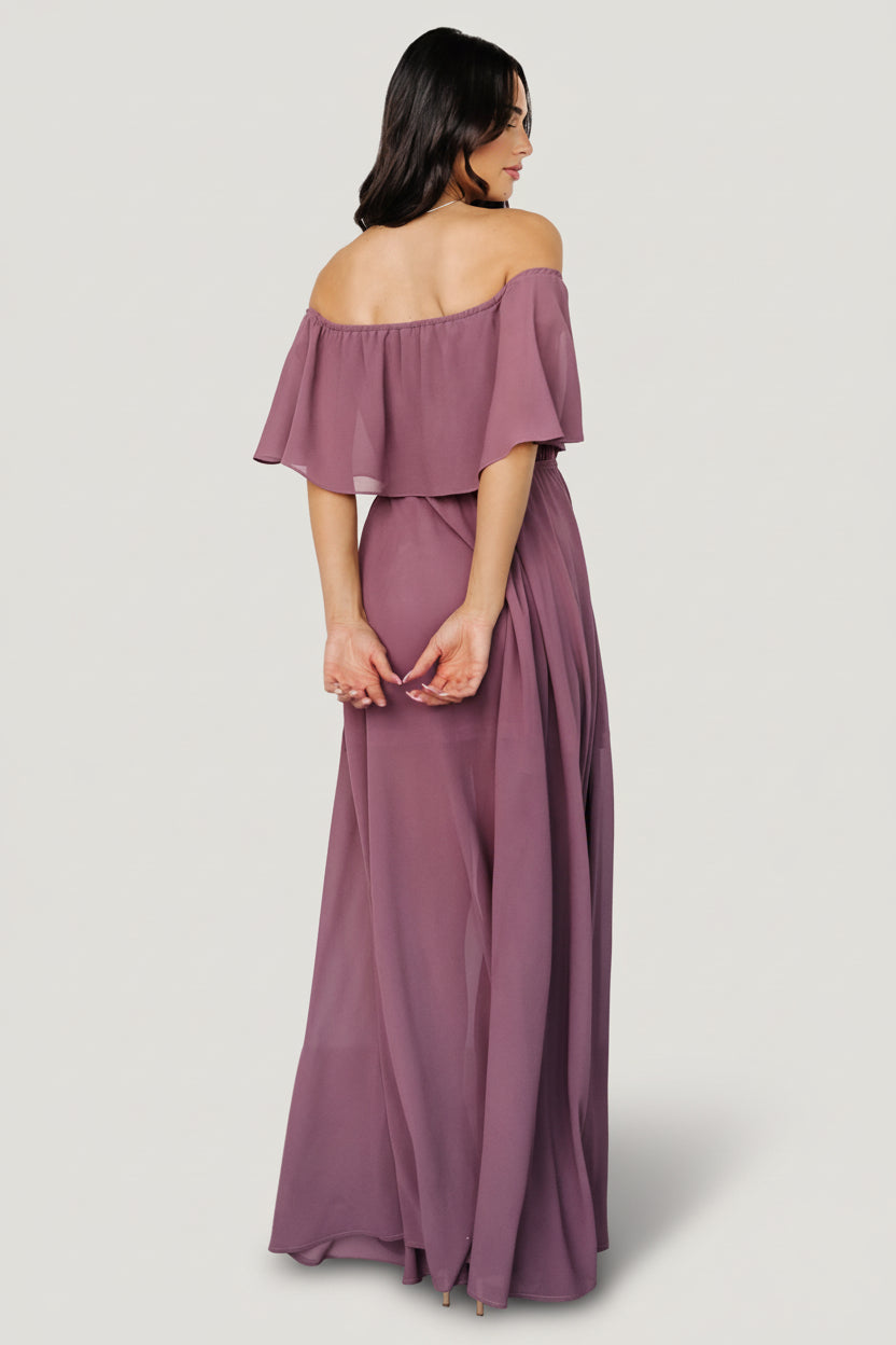 Baltic Born Womens Victoria Off Shoulder Maxi Dress | Vintage Plum