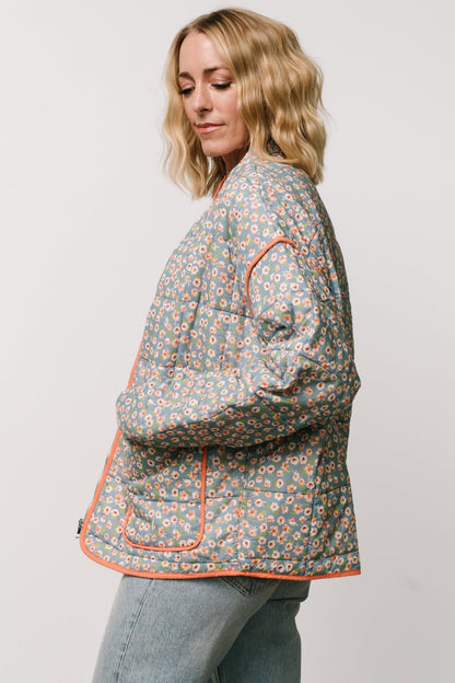 Vida Jacket | Dusty Blue + Coral Floral - Baltic Born