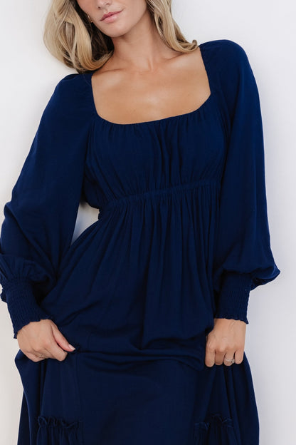 Vienna Long Sleeve Dress | Navy - Baltic Born