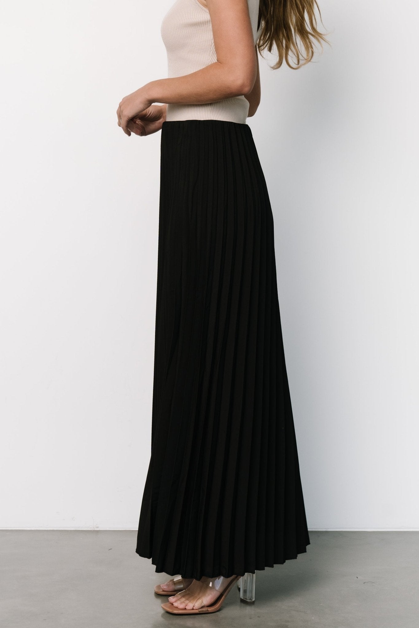 Vinny Pleated Maxi Skirt | Black - Baltic Born