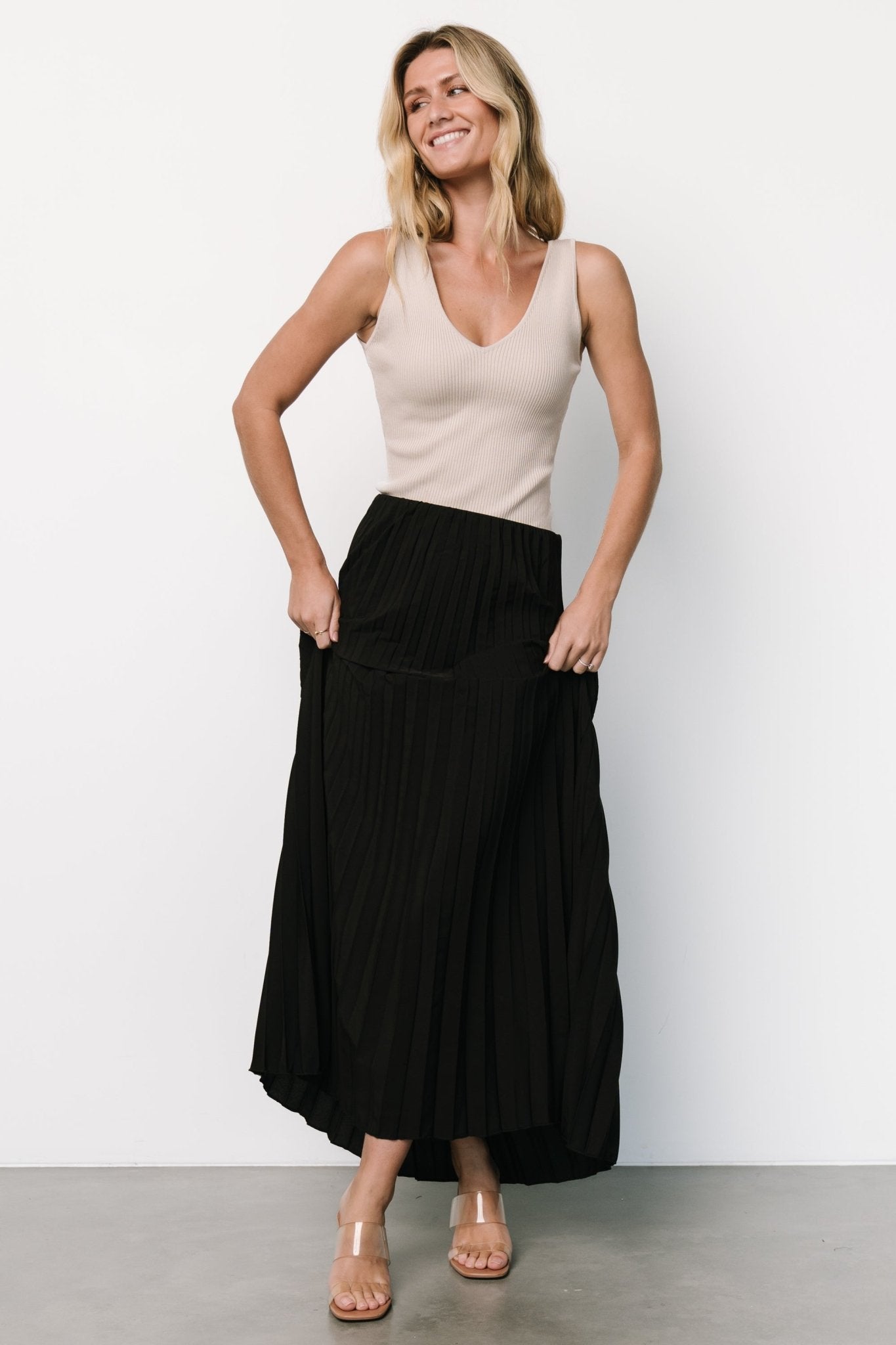 Vinny Pleated Maxi Skirt | Black - Baltic Born