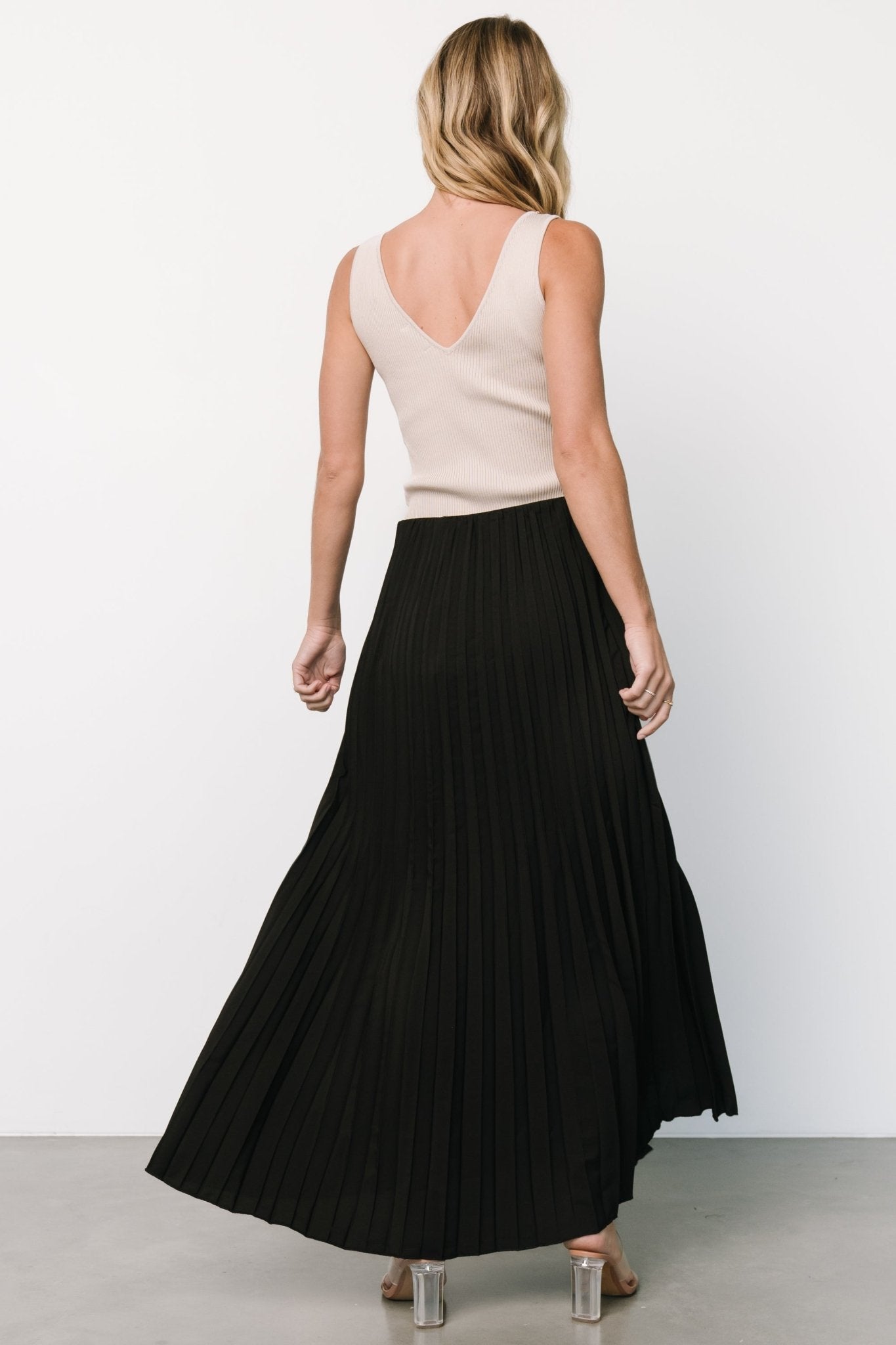 Vinny Pleated Maxi Skirt | Black - Baltic Born