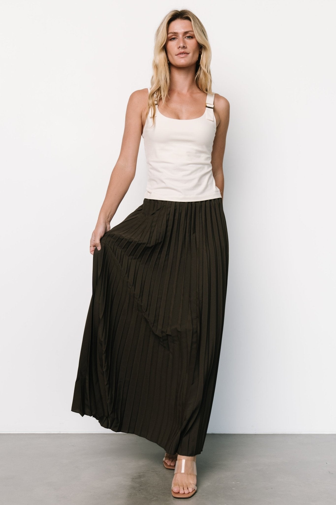 Vinny Pleated Maxi Skirt | Charcoal - Baltic Born