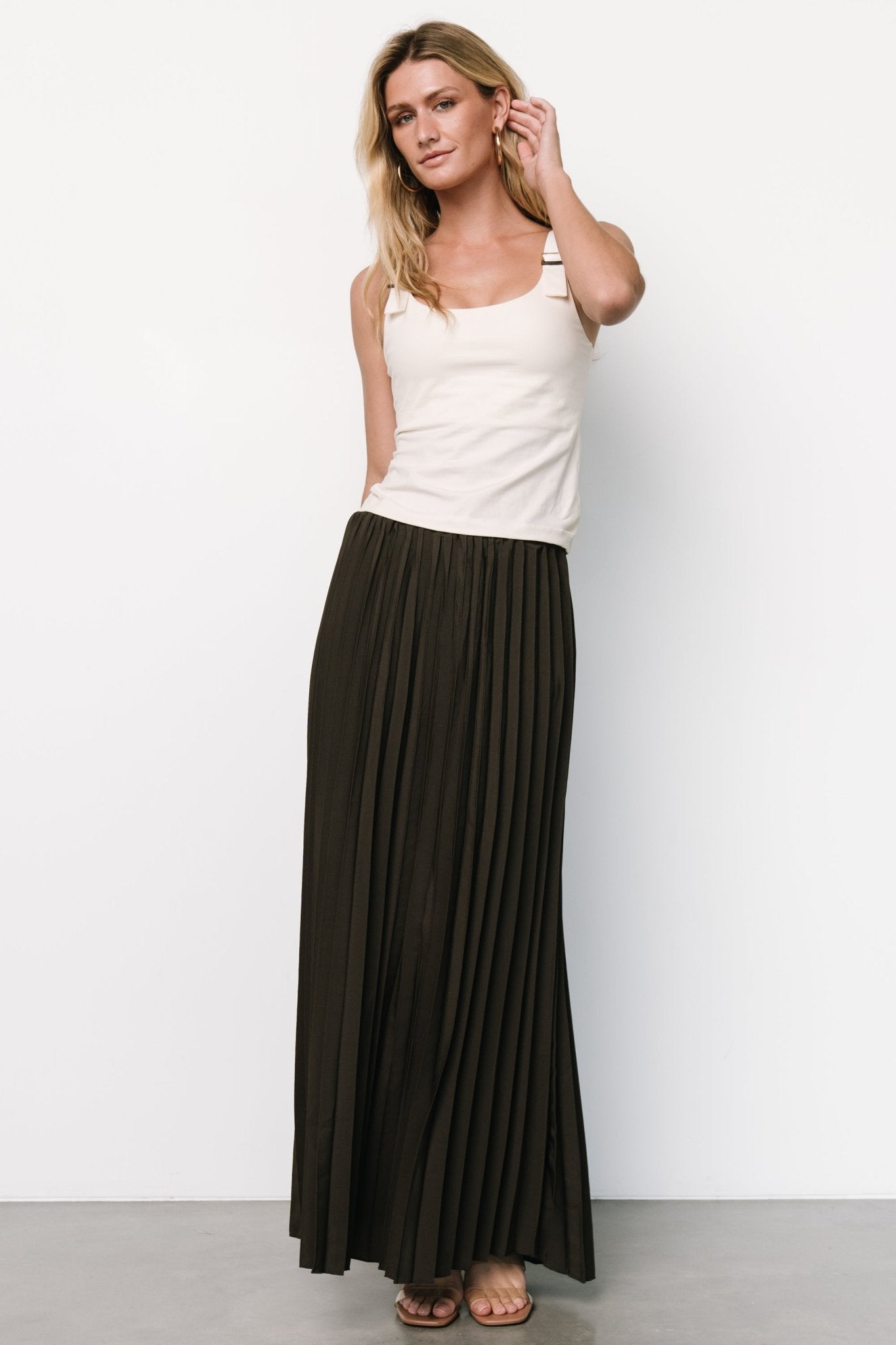 Vinny Pleated Maxi Skirt | Charcoal - Baltic Born