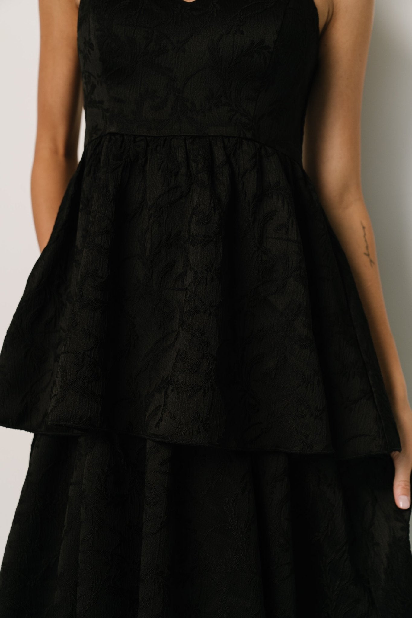 Violetta Embossed Tiered Dress | Black - Baltic Born