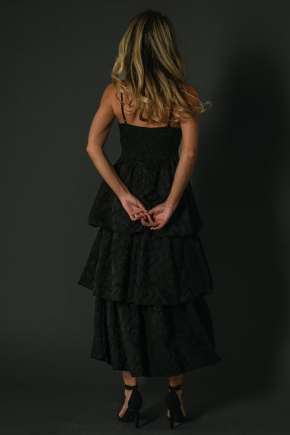 Violetta Embossed Tiered Dress | Black - Baltic Born