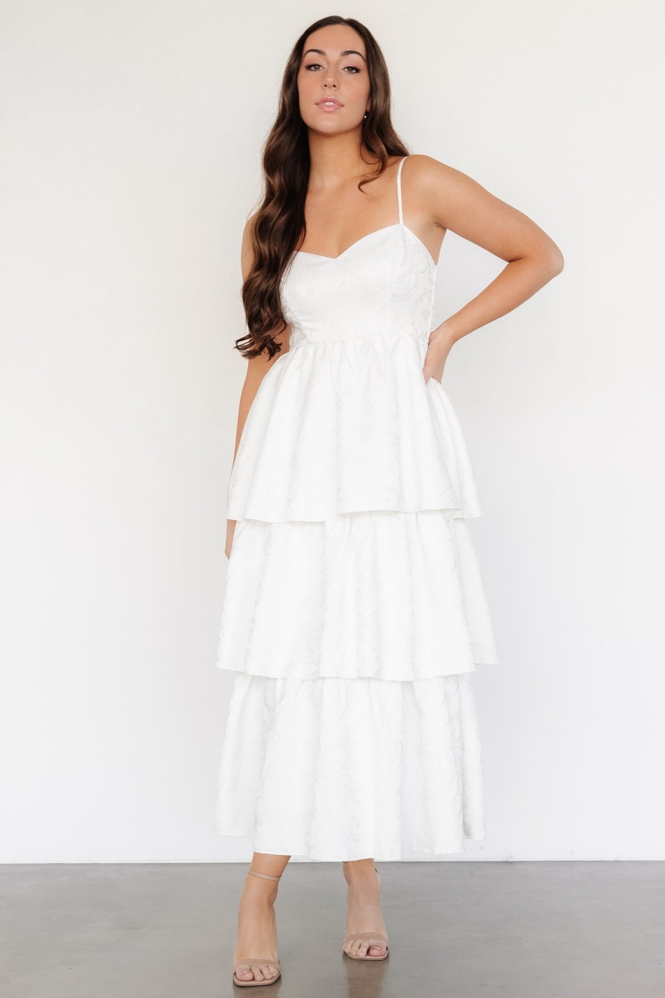 Violetta Embossed Tiered Dress | Off White - Baltic Born