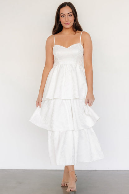 Violetta Embossed Tiered Dress | Off White - Baltic Born