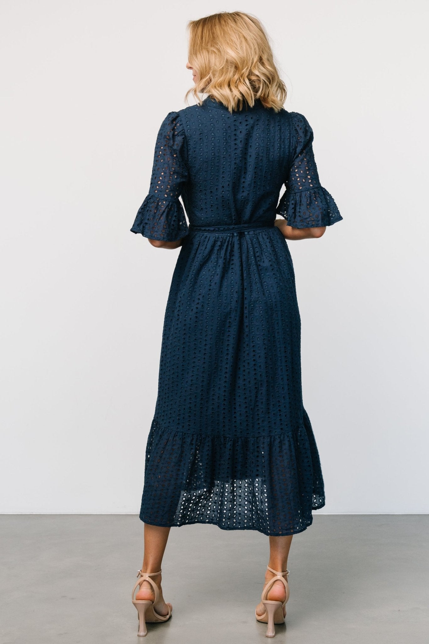 Virginia Eyelet Midi Dress | Navy - Baltic Born