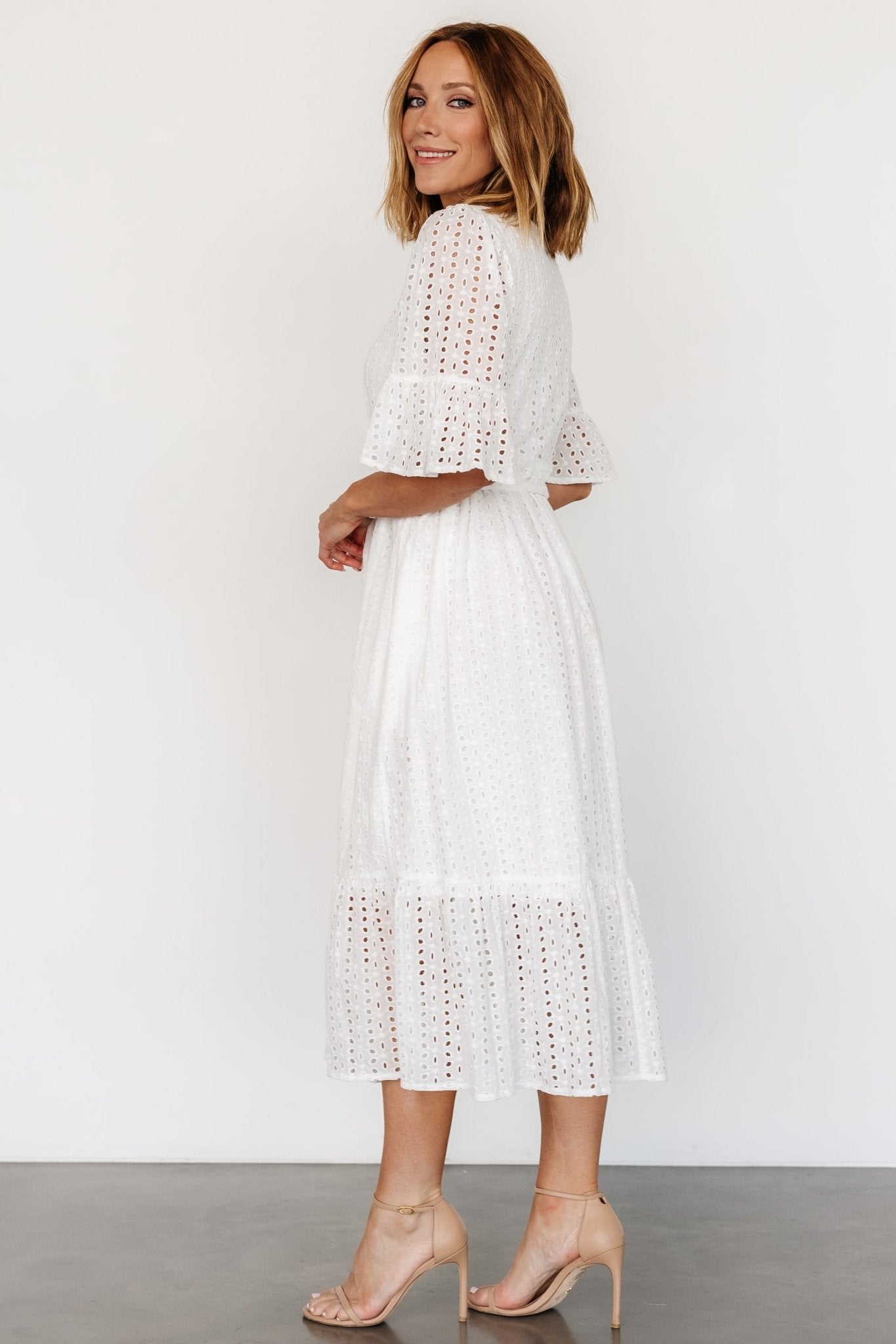 Virginia Eyelet Midi Dress | Off White - Baltic Born