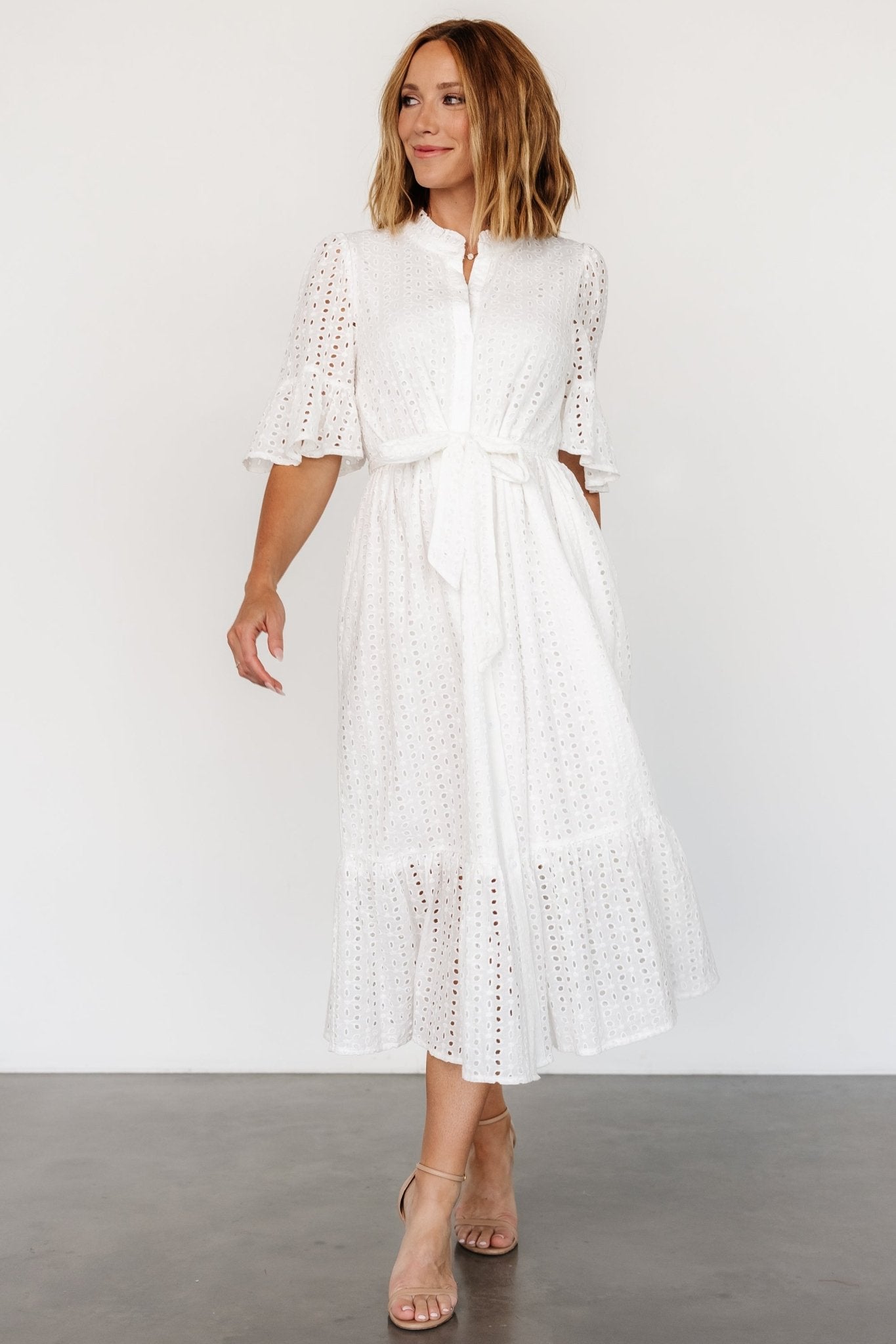 Virginia Eyelet Midi Dress | Off White - Baltic Born