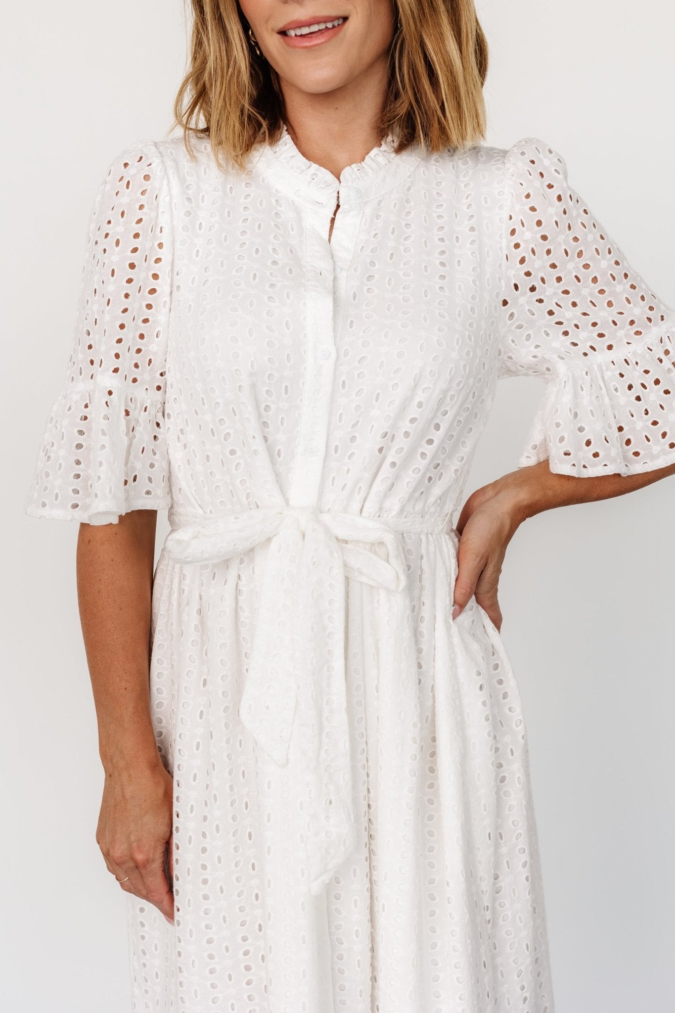 Virginia Eyelet Midi Dress | Off White - Baltic Born