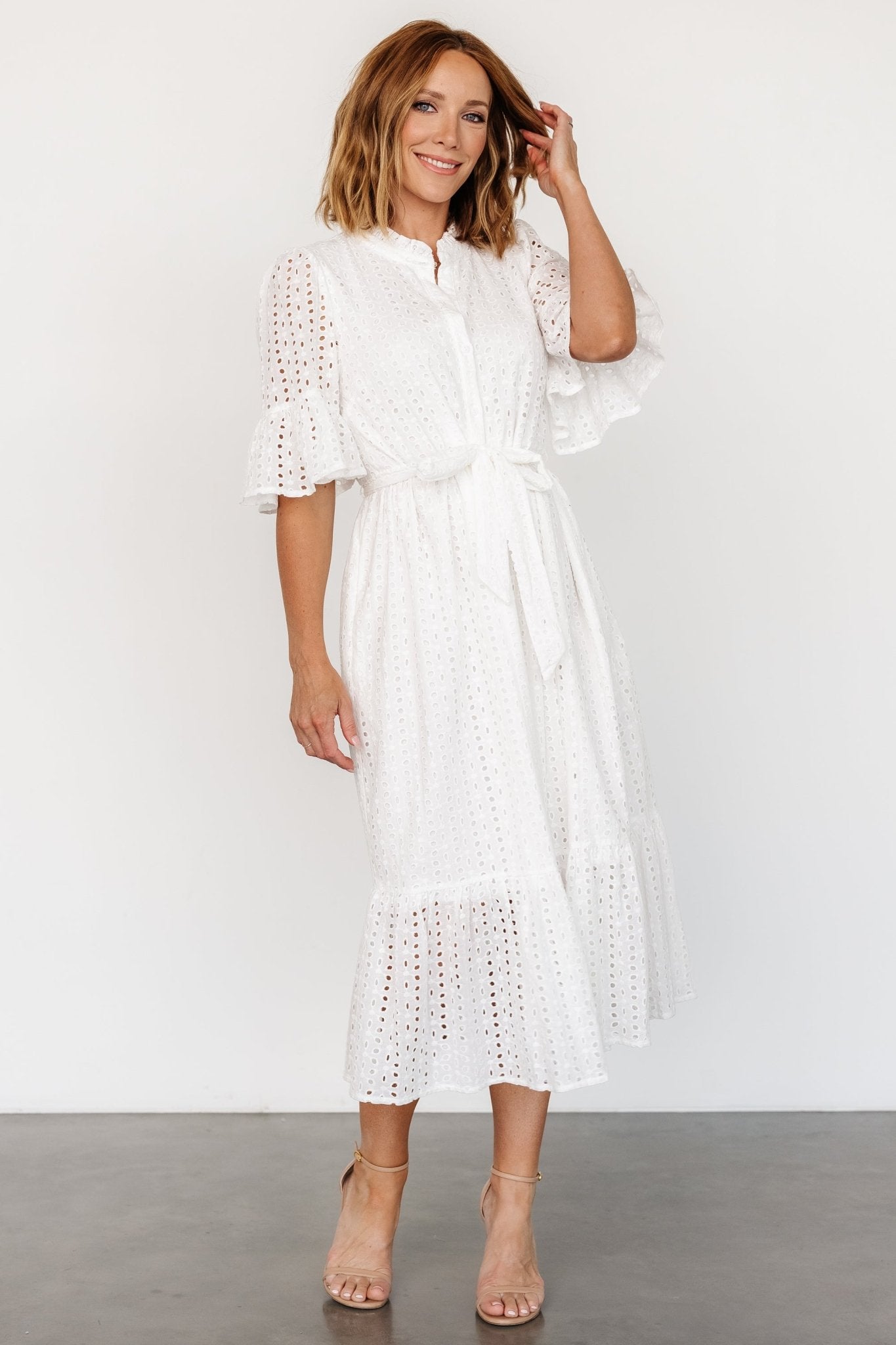 Virginia Eyelet Midi Dress | Off White - Baltic Born