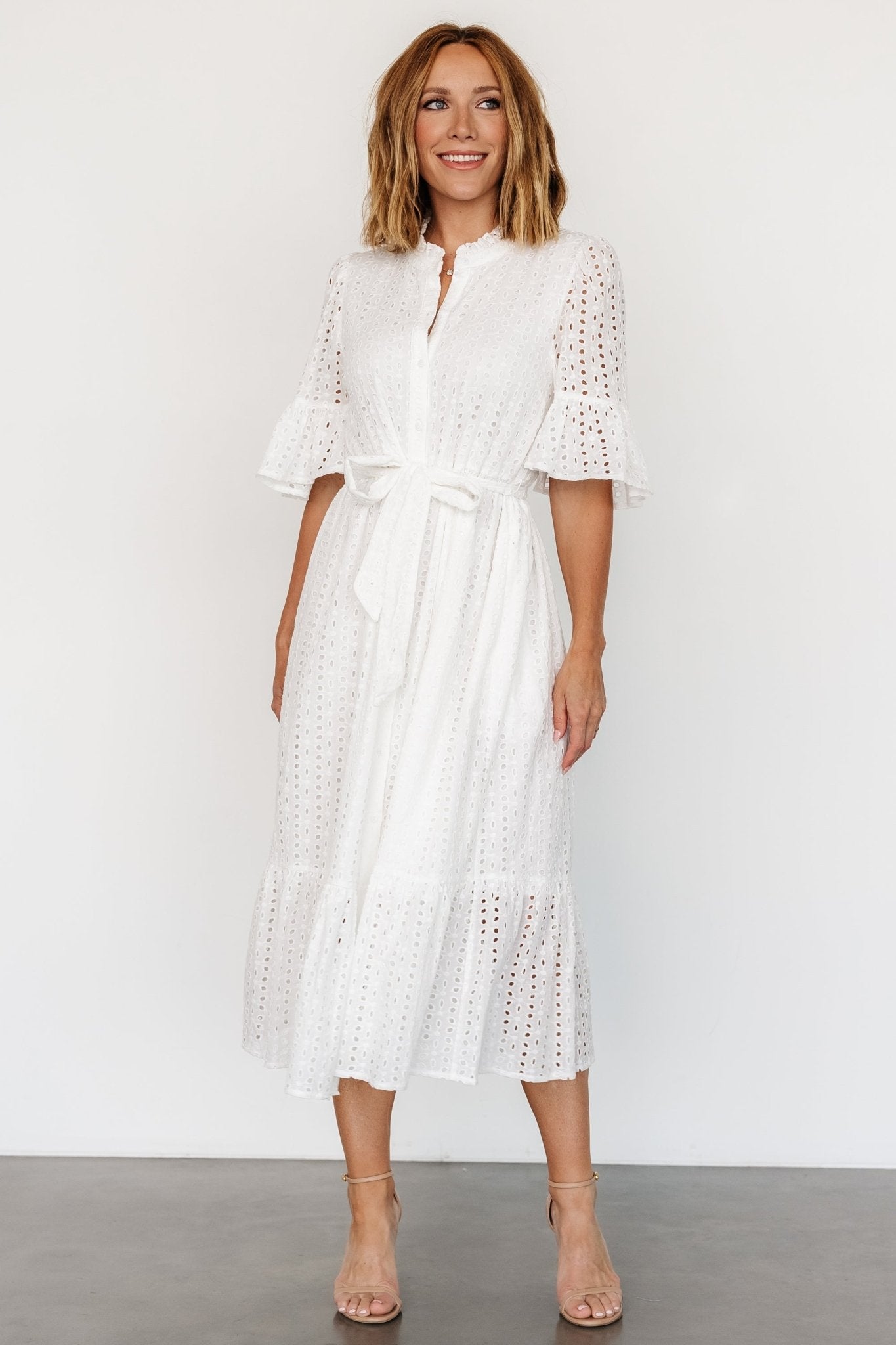 Virginia Eyelet Midi Dress | Off White - Baltic Born